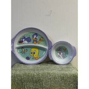 Zak Designs Baby Looney Tunes Plate Bowl Tweety Sylvester Set